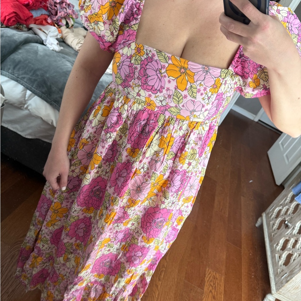 Floral Pink and Yellow Dress